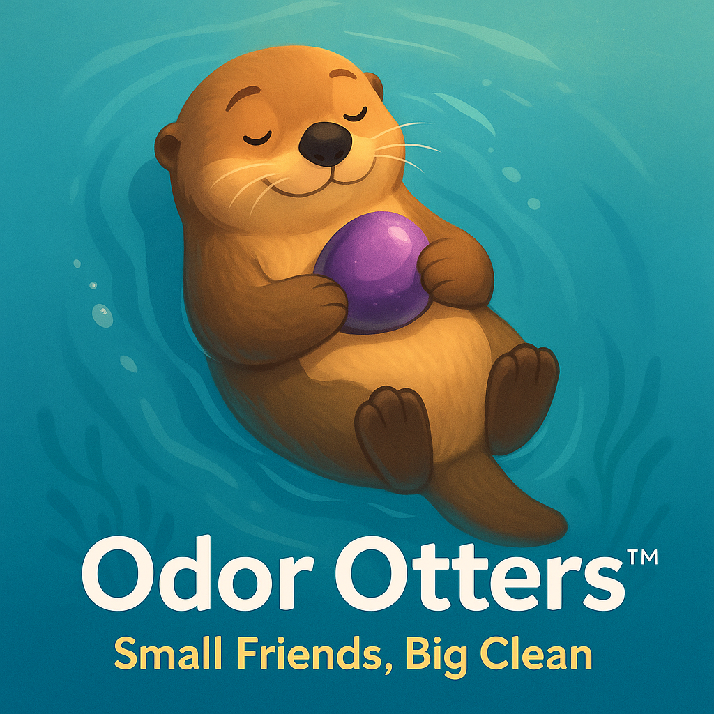 Odor Otter holding purple stone